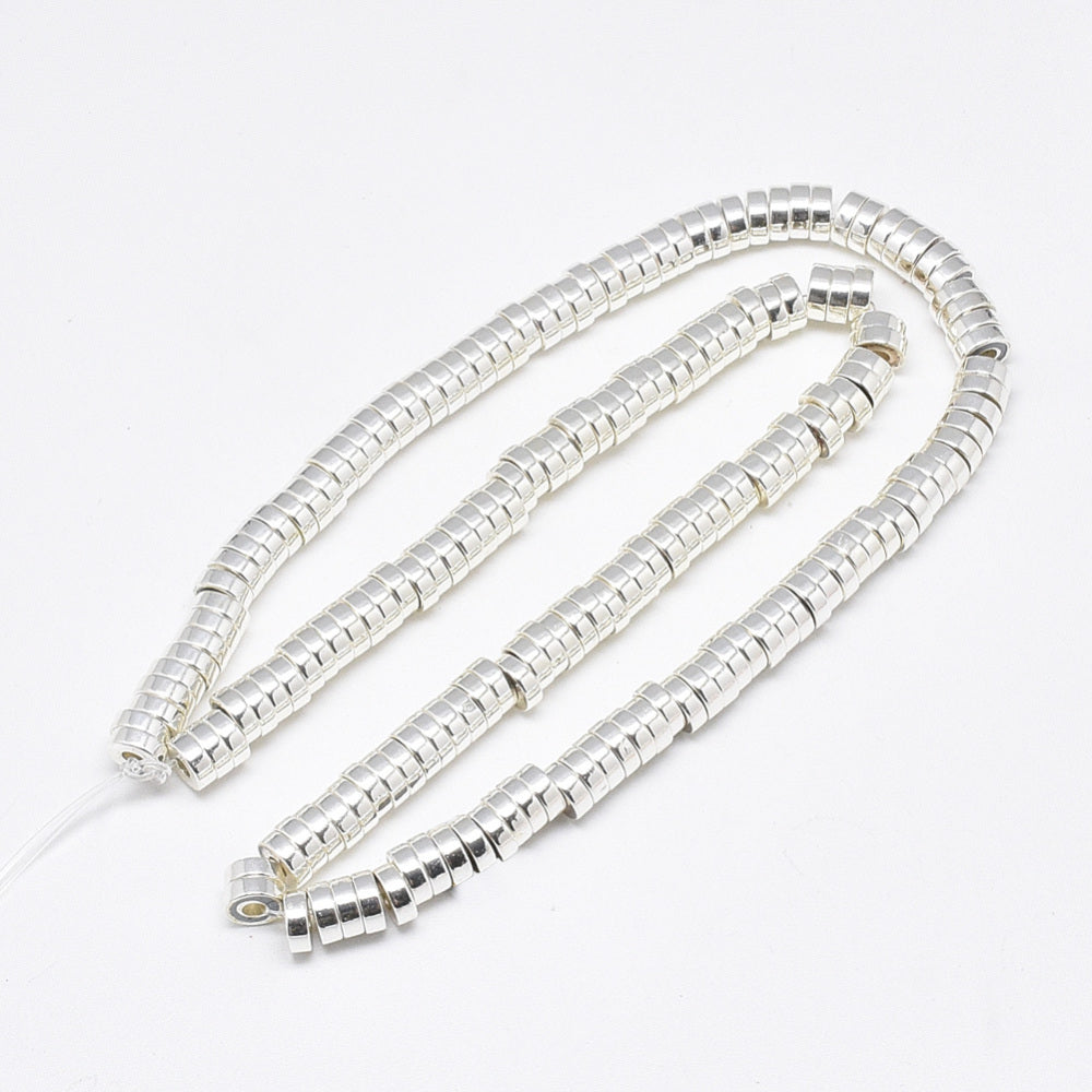 x50 Perles Heishi en Hématite Synthétique – Plaqué Argent – 6 mm