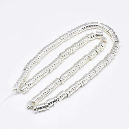 x50 Perles Heishi en Hématite Synthétique – Plaqué Argent – 6 mm