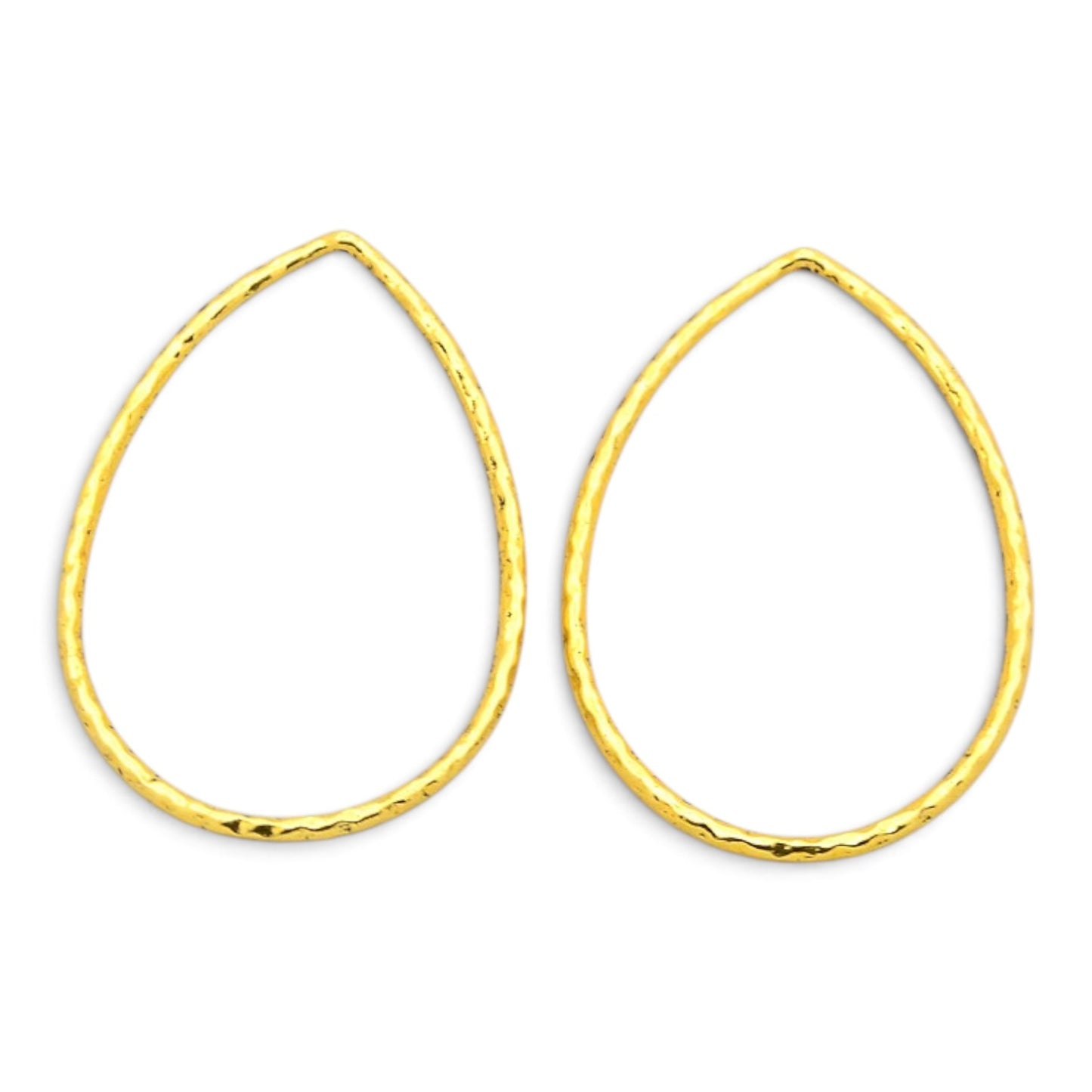 Lot de 2 Connecteurs style tibétain – Forme chandelier goutte – Or antique martelé