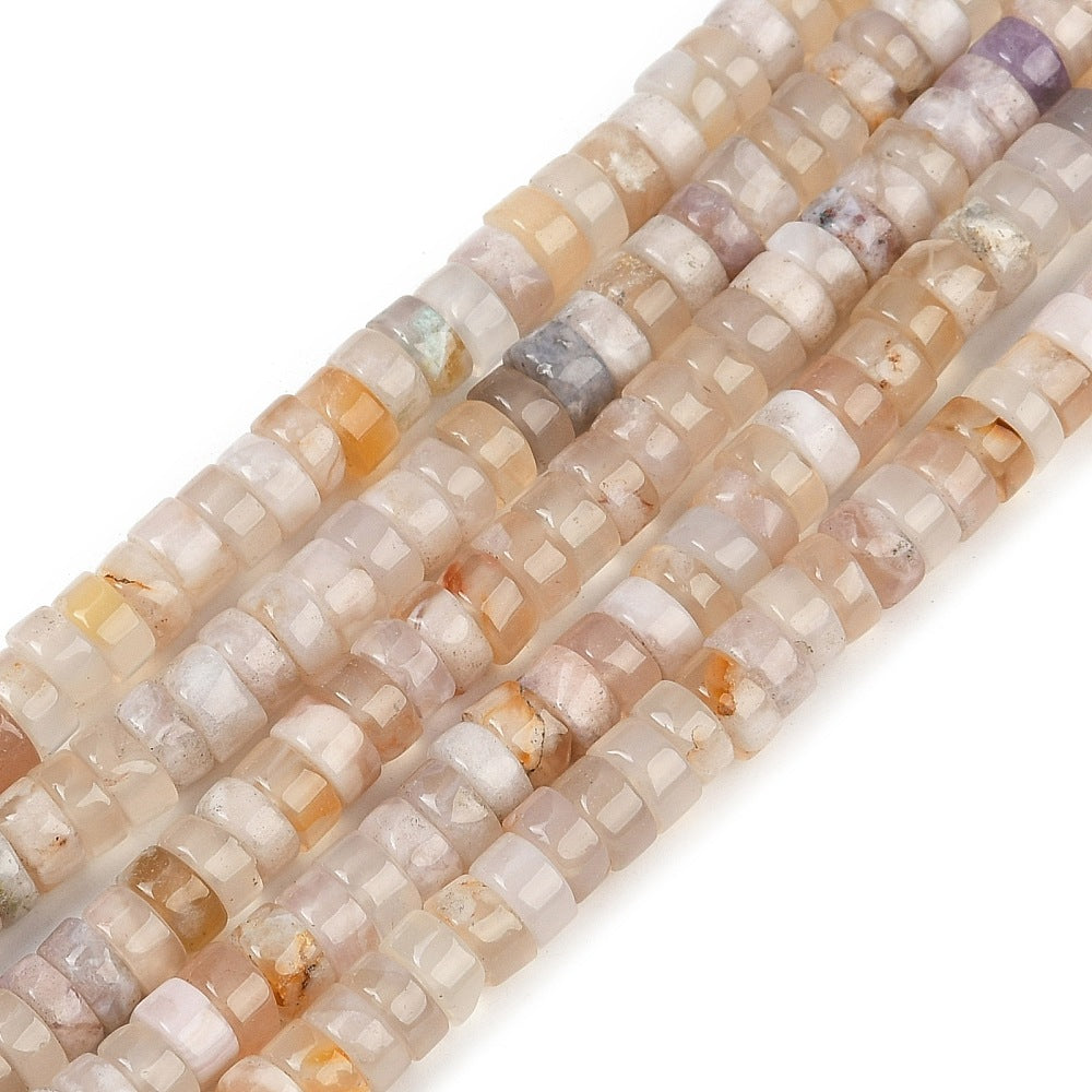 X20 Perles d’Agate Fleur de Cerisier Naturelle – Heishi 6 mm