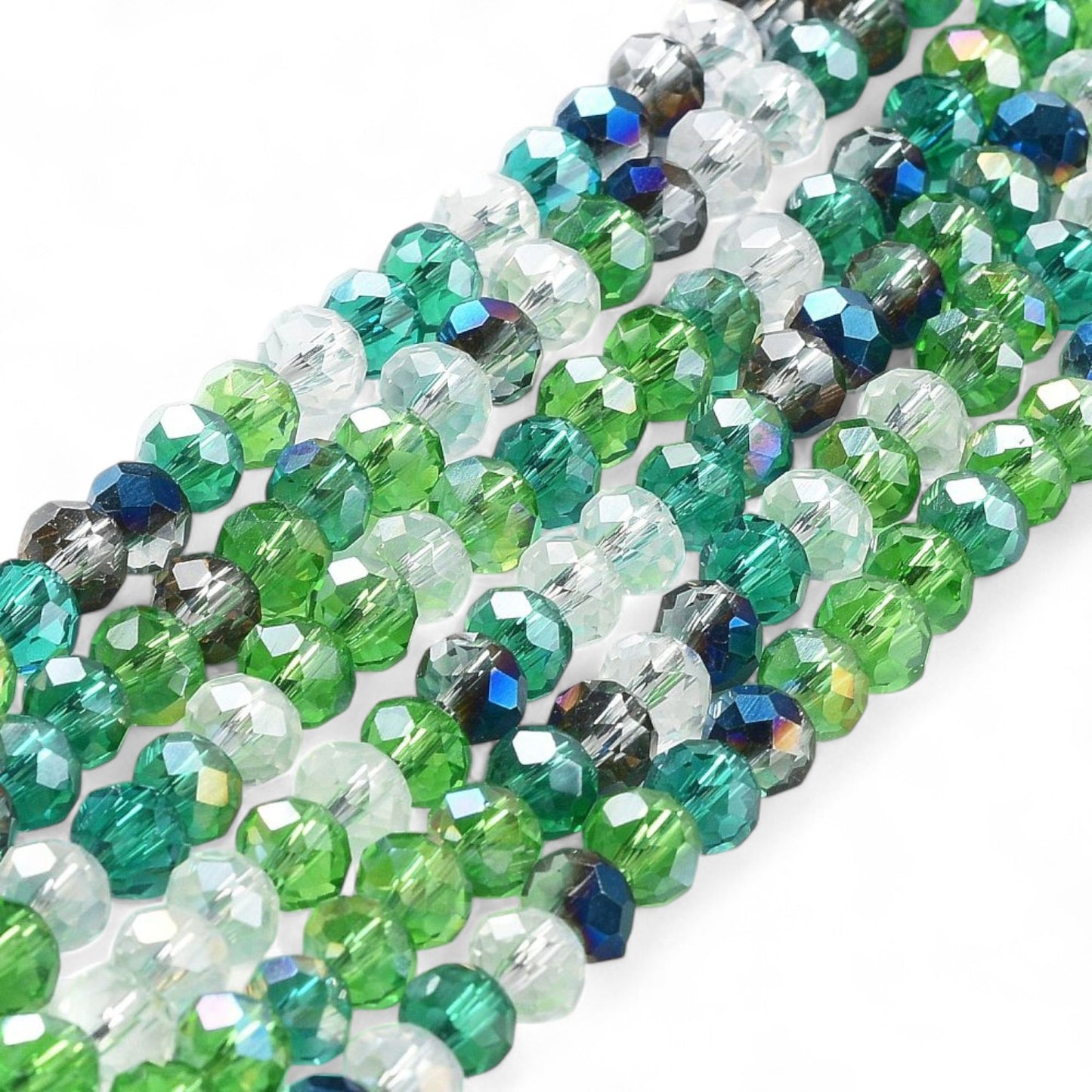 Perles en Verre à Facettes – Rondelles Vert – 6x5 mm