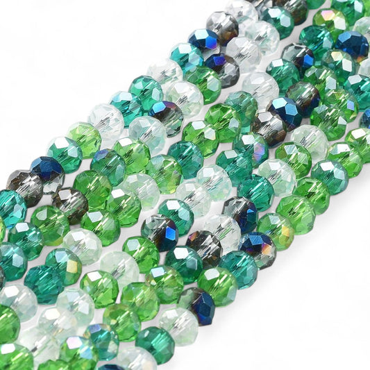 Perles en Verre à Facettes – Rondelles Vert – 6x5 mm