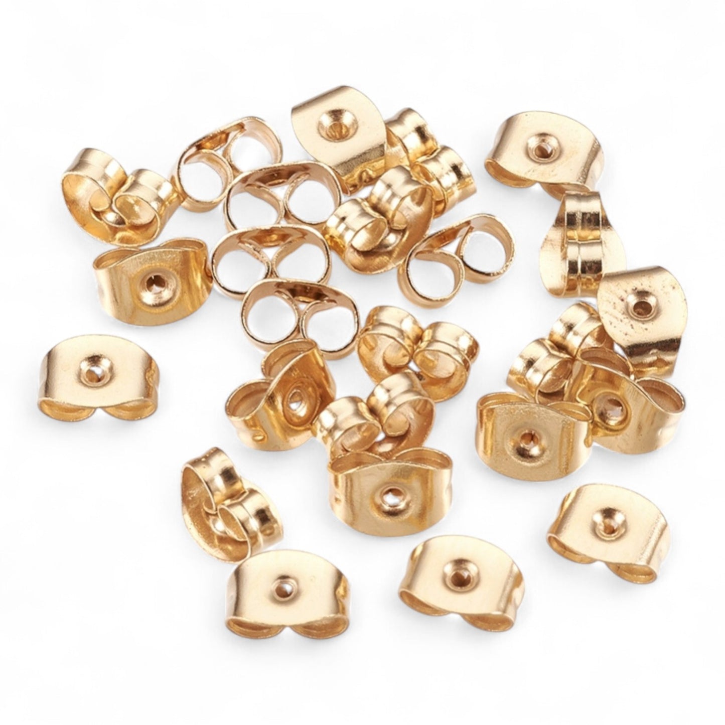x10 Poussoirs d’Oreilles en Acier Inoxydable 304 – Plaqué Or 24K – 4x6 mm