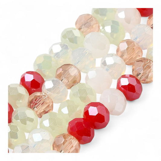 Perles en Verre à Facettes – Rondelles Rouge et Transparent – 6x5 mm