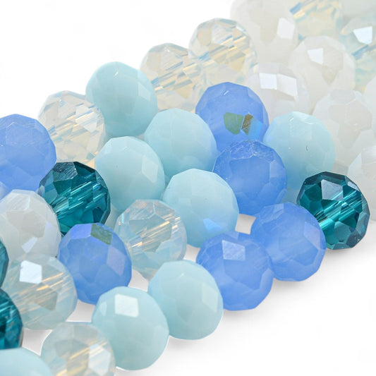 Perles en Verre à Facettes – Rondelles Bleu – 8x6 mm