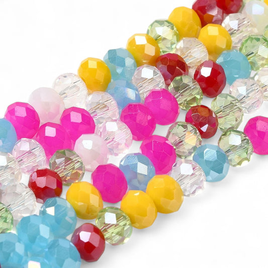 Perles en Verre à Facettes – Rondelles Multicolore Peps  – 8x6 mm