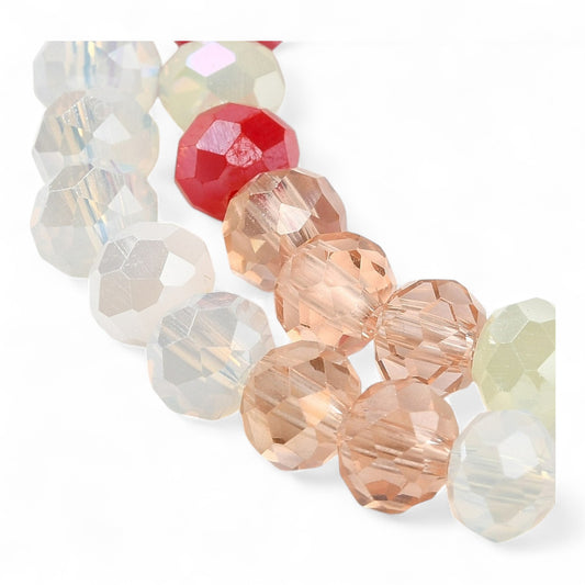 Perles en Verre à Facettes – Rondelles Rouge et Transparent – 6x5 mm