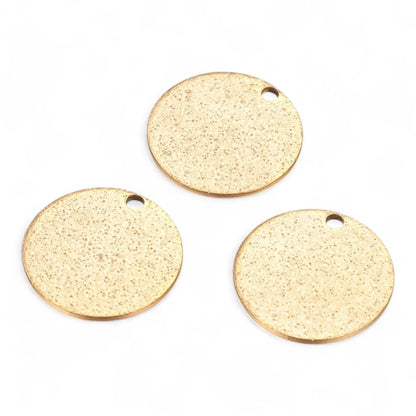 x2 Pendentifs Ronds Texturés Scintillants en Acier Inoxydable 304 – 15 mm