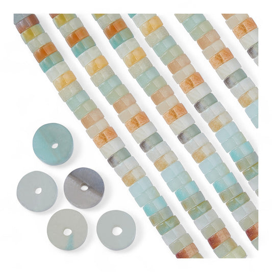 x20 Perles Heishi en Amazonite à Fleurs Naturelles – 6,5 mm