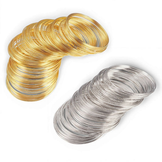 x10 Fil à mémoire de forme pour bracelets – Plaqué or 18 carats véritable ou platine – 60 mm