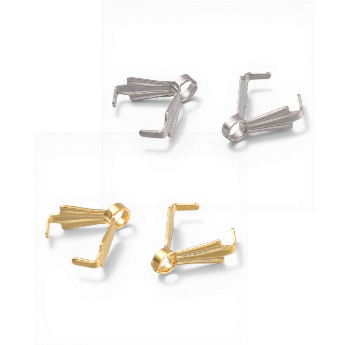 Lot de 2 Bélières 1 Niveau en Acier Inoxydable 304 – Doré ou Acier – 8 mm