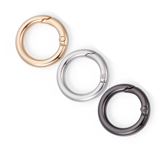 Anneau Fermoir de Porte-Clés à Ressort – Argentés, Dorés ou Noirs– Ø23 mm