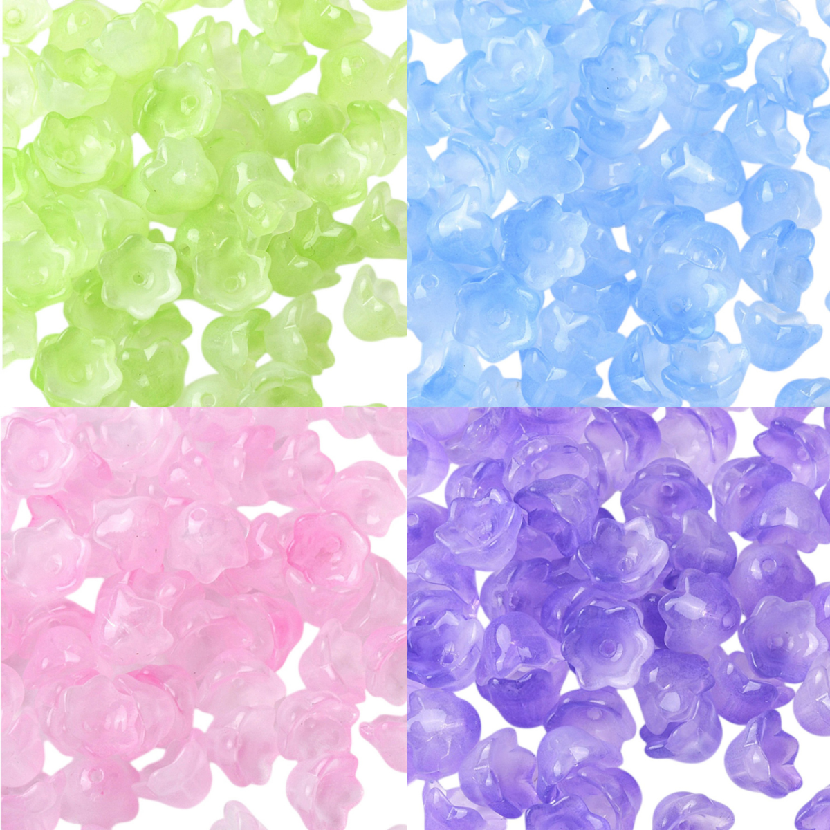 x20 Perles en Verre Peintes – Motif Fleur – 11,5mm