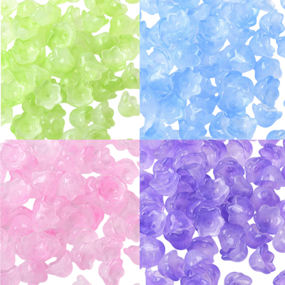 x20 Perles en Verre Peintes – Motif Fleur – 11,5mm