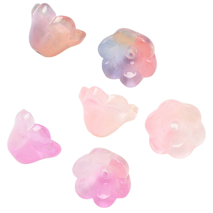 x20 Perles en Verre Pailletées – Motif Fleur – 12mm