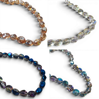 x1 Fil de Perles en Verre Électroplaquées – Ovales Bosselées – 12x10,5mm