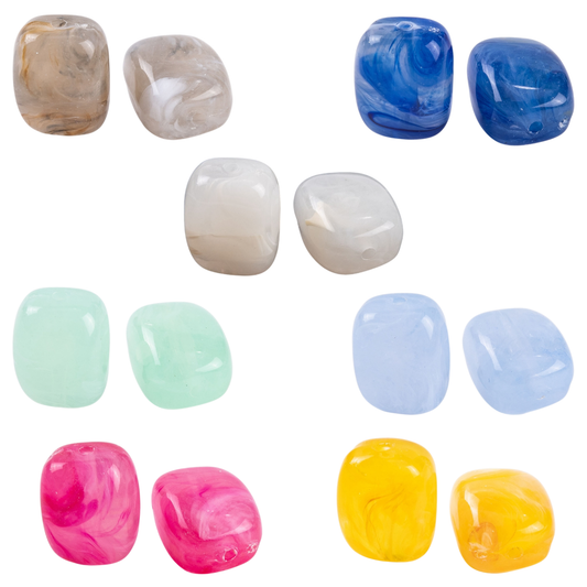 x10 Perles Acryliques Imitation Jade – Rectangulaires – 13x11mm