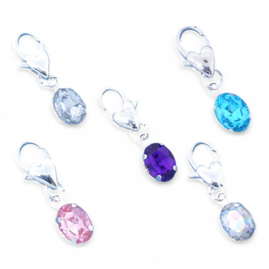 Charm Cabochon Ovale – 26 mm | Bleu, Rose ou Cristal