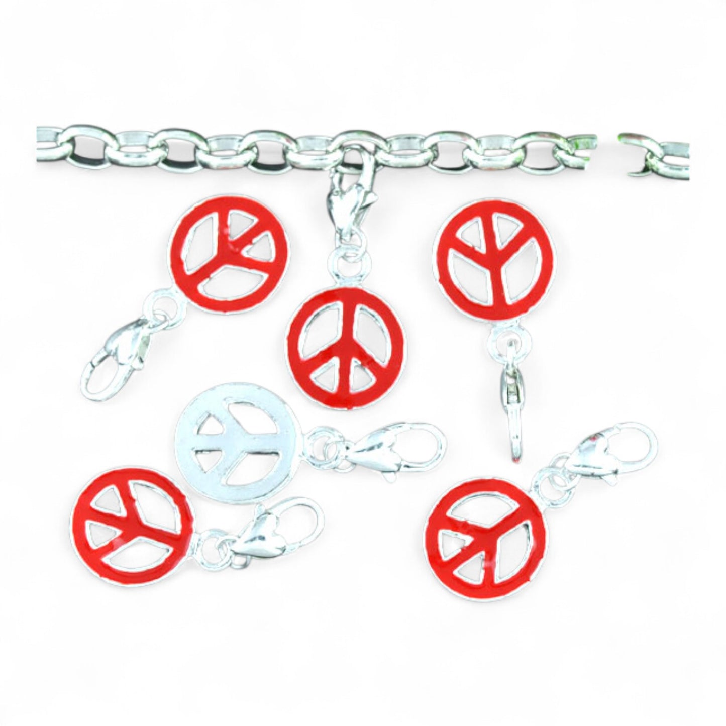 x1 Charm Peace and Love Émaillé – 33 mm | Rouge ou Noir