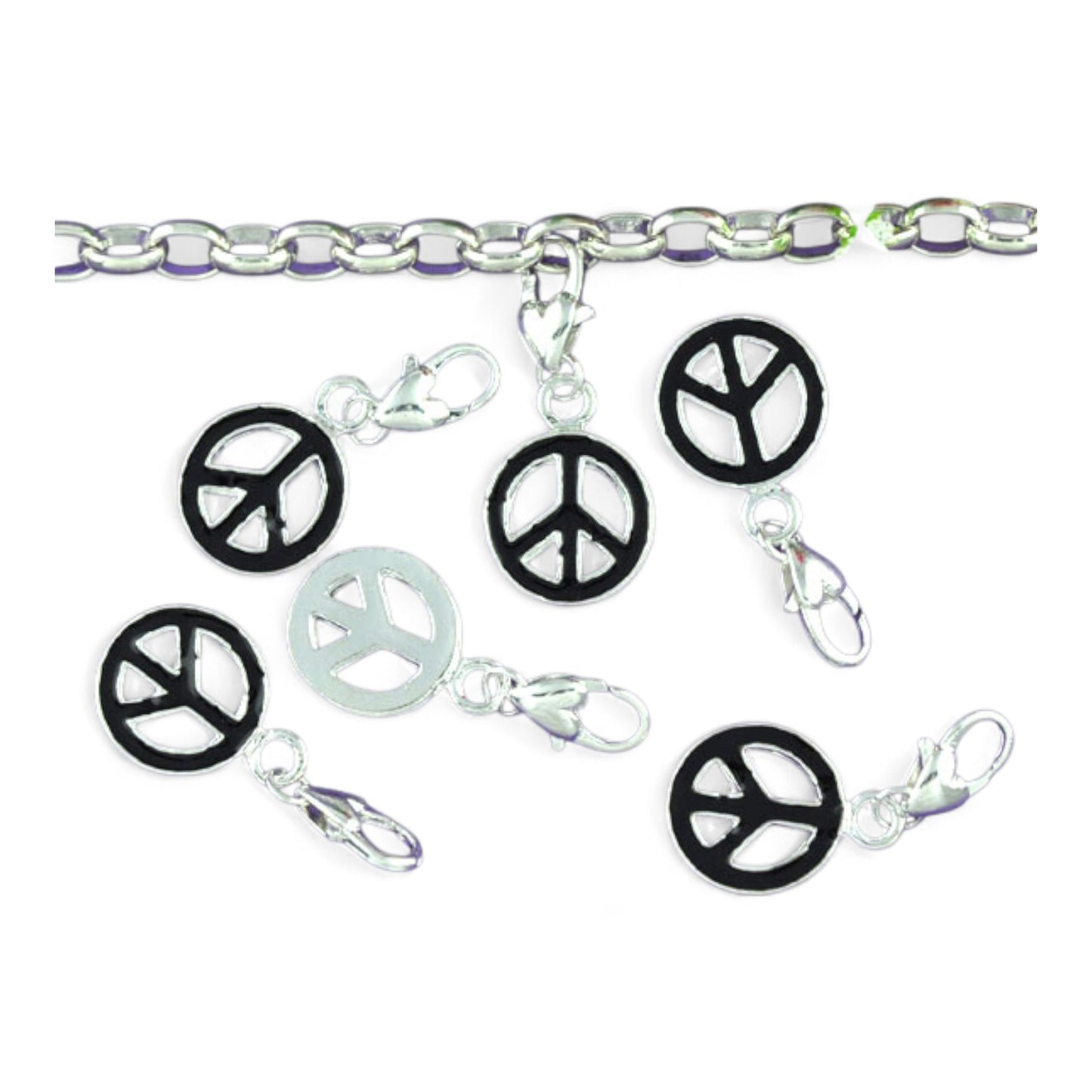 x1 Charm Peace and Love Émaillé – 33 mm | Rouge ou Noir