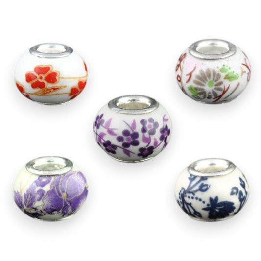 x1 Perle Européenne en Porcelaine – Gros Trou 4 mm