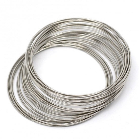 x6 tours Bracelet en Acier à Mémoire de Forme – Rond Argent foncé – Ø 40 mm
