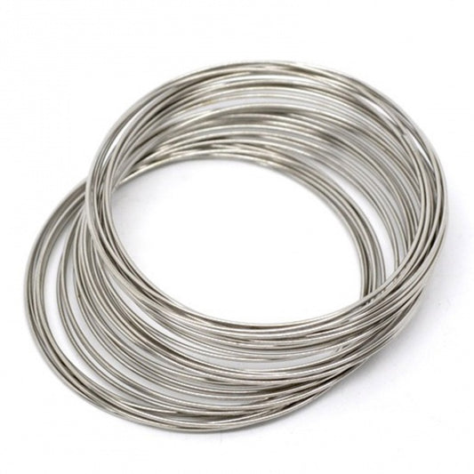x6 tours Bracelet en Acier à Mémoire de Forme – Rond Argent foncé – Ø 40 mm