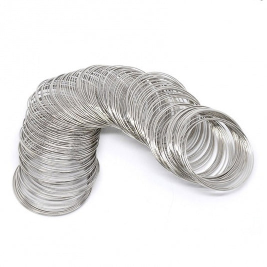 x6 tours Bracelet en Acier à Mémoire de Forme – Rond Argent foncé – Ø 40 mm