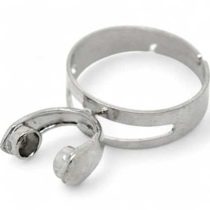 x1 Support de Bague Réglable à Pinces – Pour perles européennes – Argenté foncé