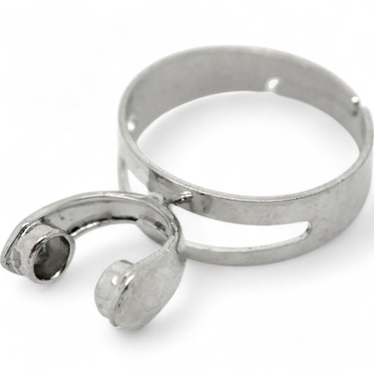 x1 Support de Bague Réglable à Pinces – Pour perles européennes – Argenté foncé