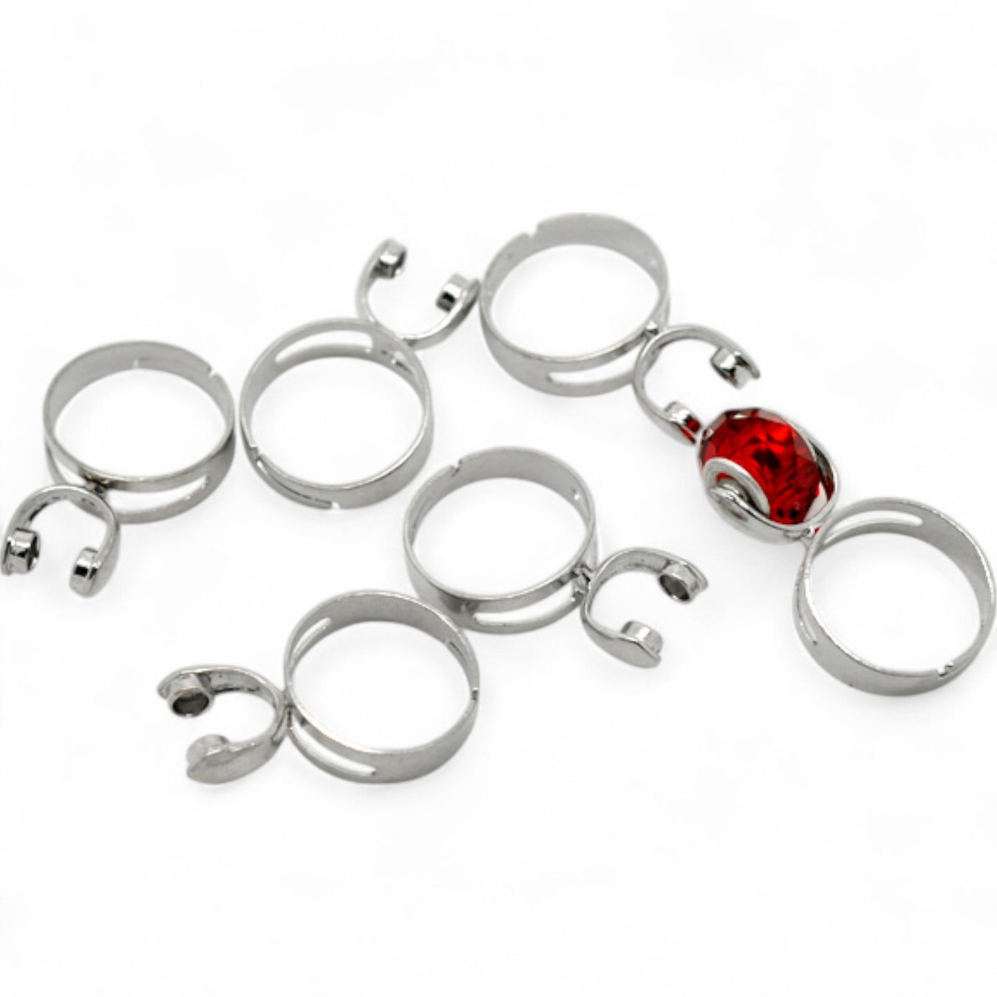 x1 Support de Bague Réglable à Pinces – Pour perles européennes – Argenté foncé