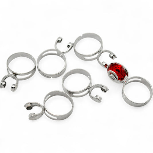 x1 Support de Bague Réglable à Pinces – Pour perles européennes – Argenté foncé