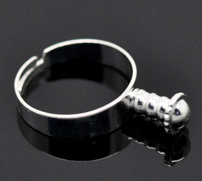 x1 Support de Bague à Vis – Pour perles à gros trou – Ajustable – Argenté clair
