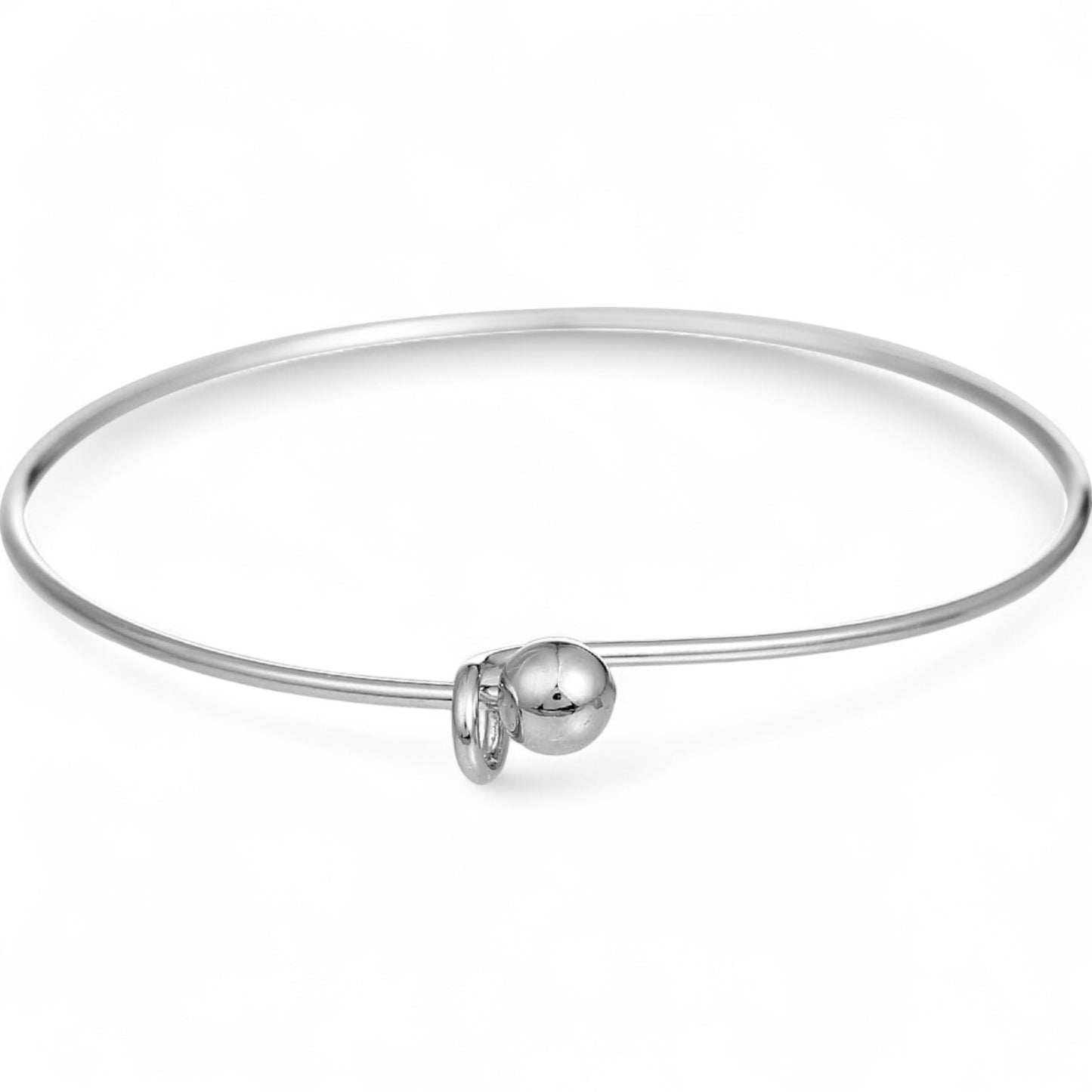 Bracelet Jonc à Boule à Vis – Cuivre argenté foncé – 18 cm – Customisable