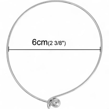Bracelet Jonc à Boule à Vis – Cuivre argenté foncé – 18 cm – Customisable