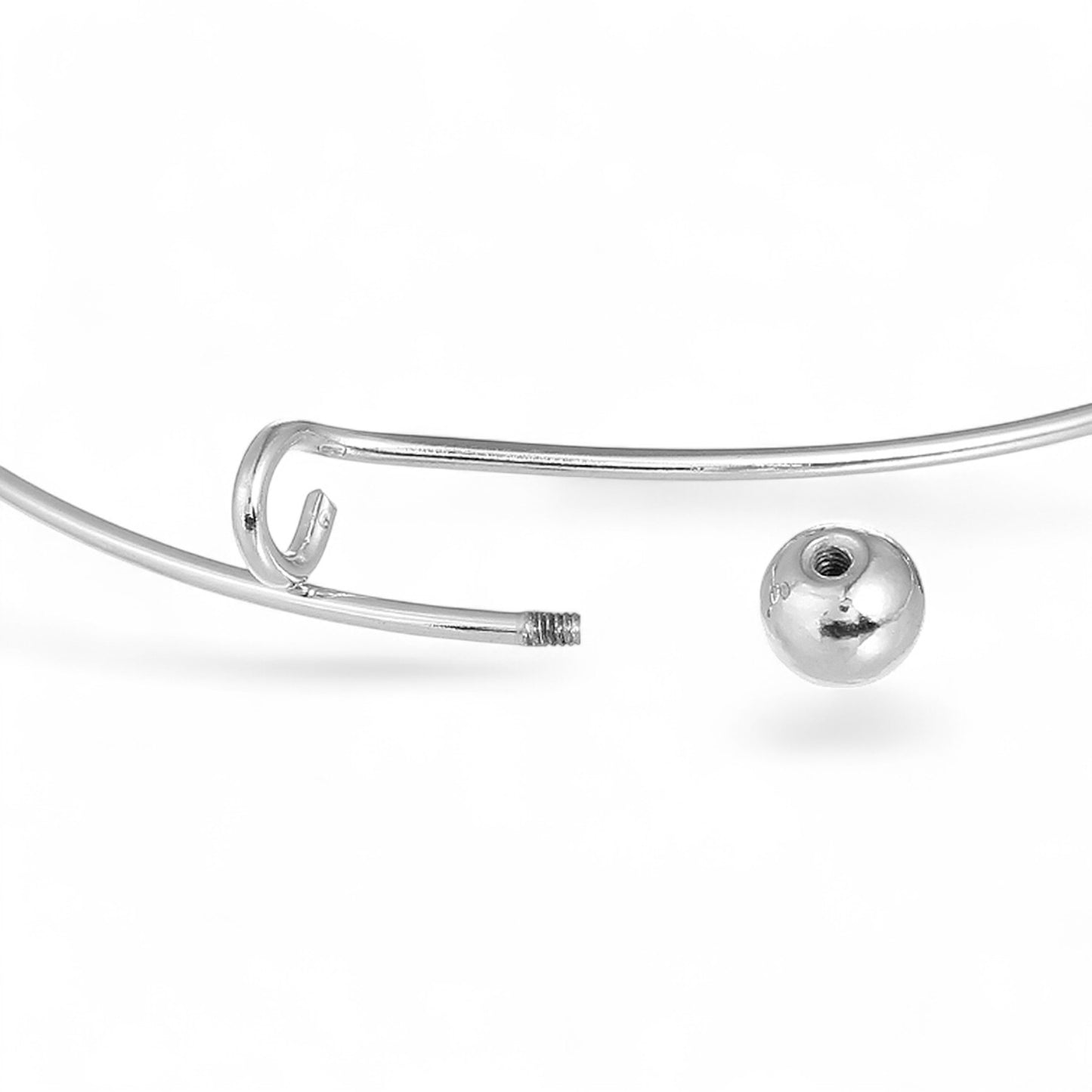 Bracelet Jonc à Boule à Vis – Cuivre argenté foncé – 18 cm – Customisable