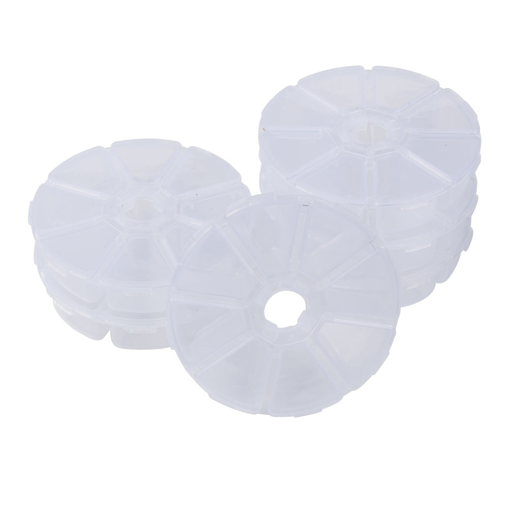Boîte Ronde à 8 Compartiments – Plastique Transparent – 10 cm