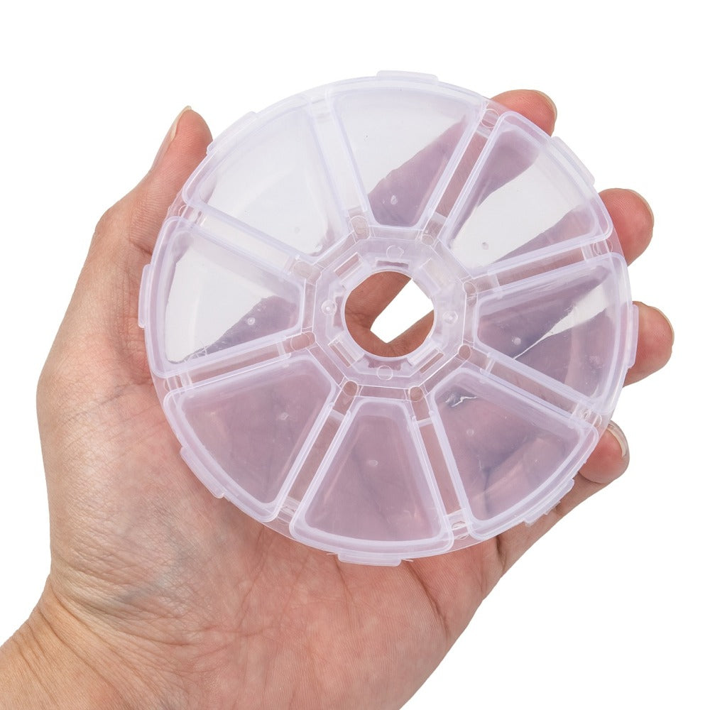 Boîte Ronde à 8 Compartiments – Plastique Transparent – 10 cm