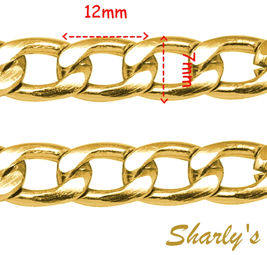1M Chaîne Maille gourmette en Aluminium Or – Plusieurs tailles