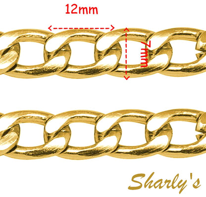 1M Chaîne Maille gourmette en Aluminium Or – Plusieurs tailles