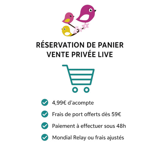 Réservation de Panier – Vente privée Live | Acompte Frais de livraison