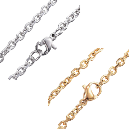 Chaîne collier maille forçat facettée en acier inoxydable 304 – Couleur acier ou doré – 50 cm