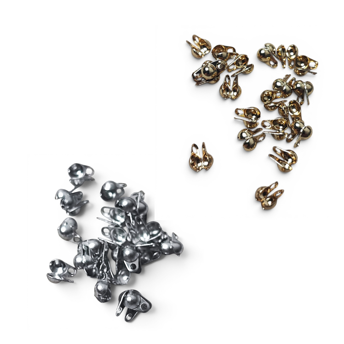 x10 Embouts cache nœuds/chaine billes en acier inoxydable 304 ou plaqué or 18 carats