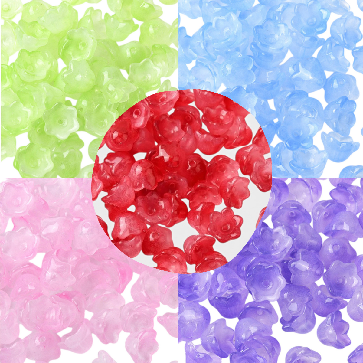 x20 Perles en Verre Peintes – Motif Fleur – 11,5mm