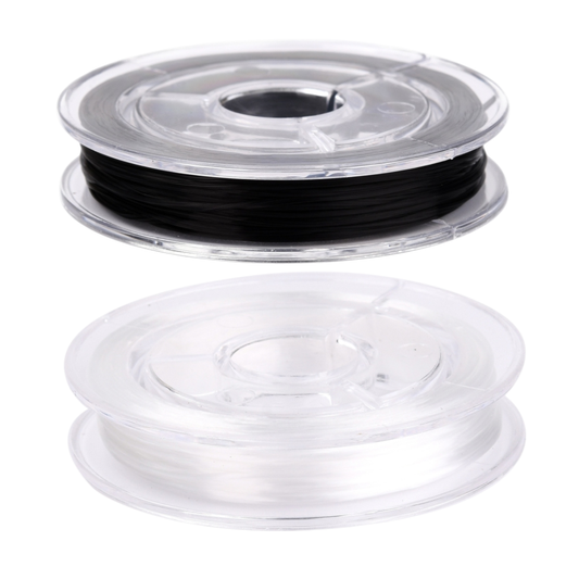 Bobine de fil élastique cristal plat – Blanc ou Noir – 0,38 mm – 10 m