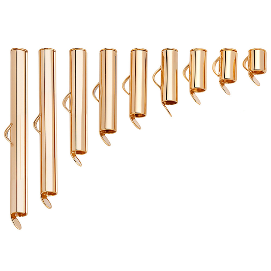 Lot de 2 Embouts coulissants pour bracelets tissés – Laiton doré – 9 tailles