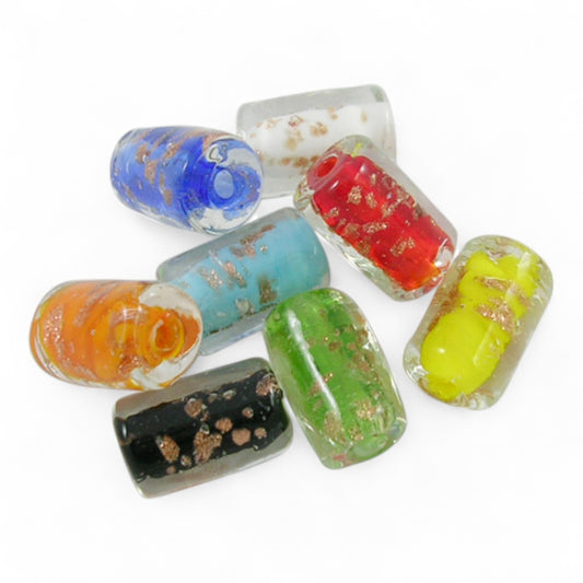 x1 Perle Artisanale Lampwork Colonne – 16 mm | Sable doré