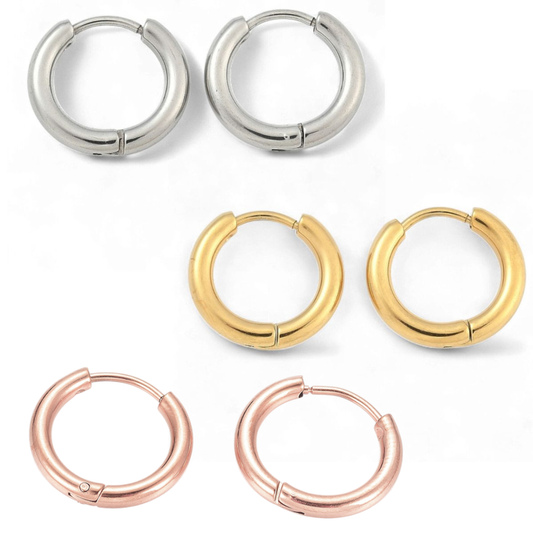 1 paire Boucles d’Oreilles Créoles Acier Inoxydable 304 et 316 – 16, 23 ou 25 mm