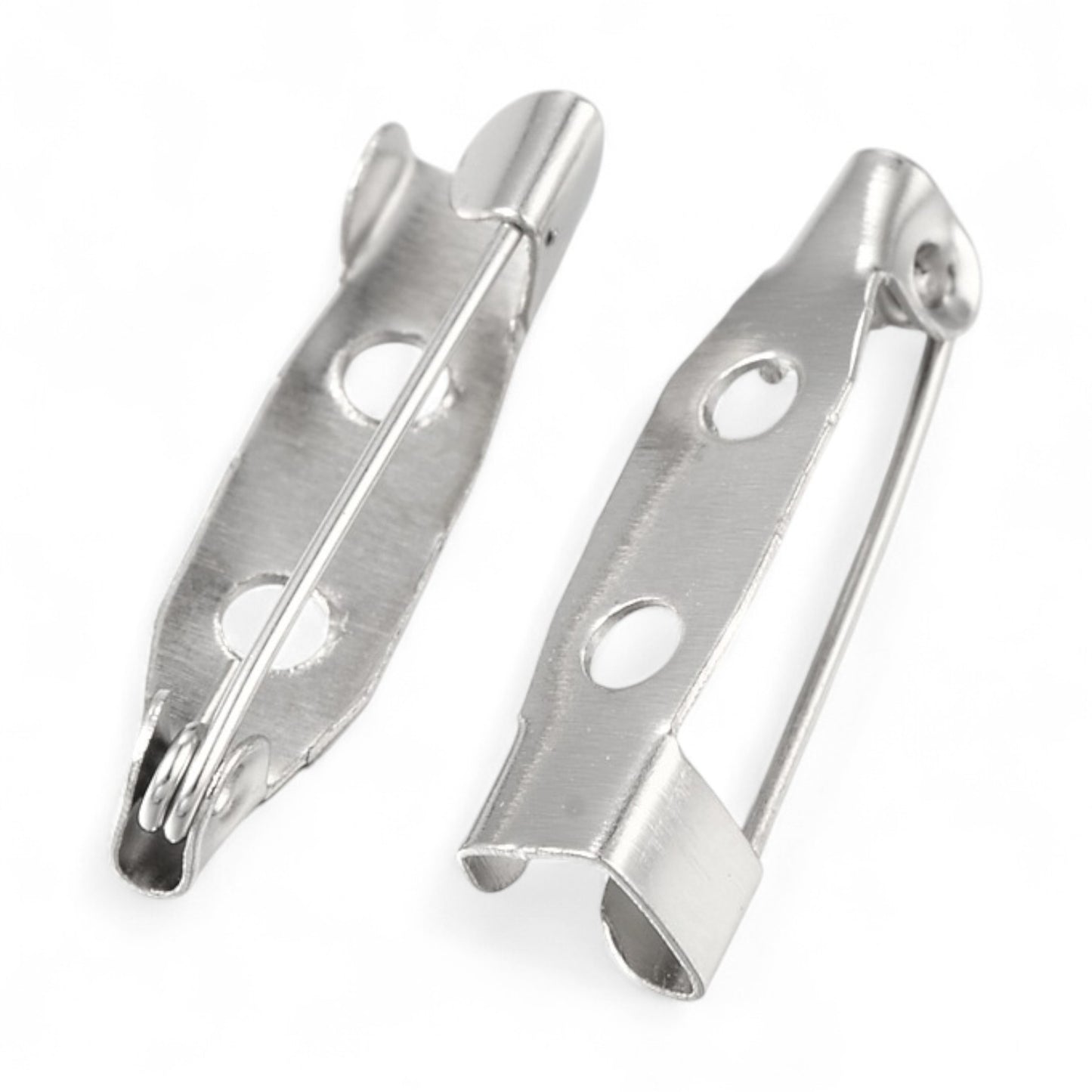 Lot de 10 Supports Broche en métal couleur platine – Taille au choix