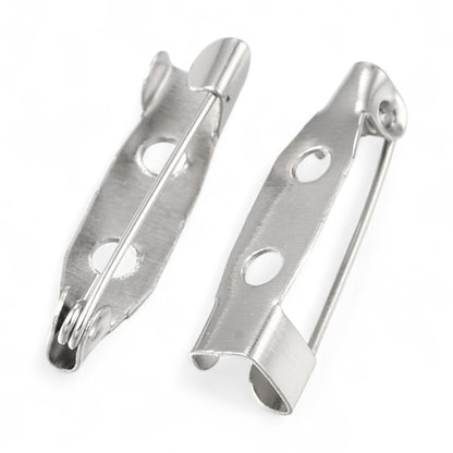 Lot de 10 Supports Broche en métal couleur platine – Taille au choix
